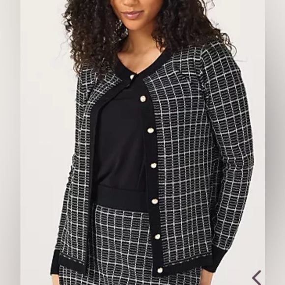 Nina Leonard 2 pc Tweed Cardigan & Skirt Set - Picture 3 of 13